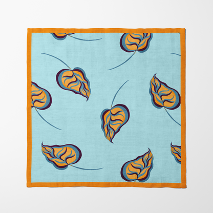 Aquamarine Begonias Napkin in Lightweight Linen