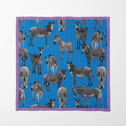 Zias Zebras Napkin in Cerulean Mauve - Organic Cotton Voile