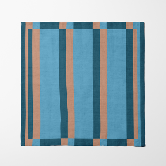 Candy Stripes Blue Napkin in Organic Cotton Voile