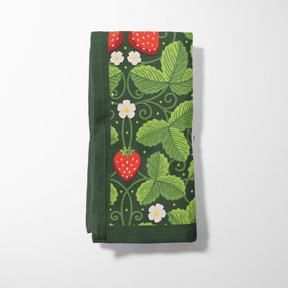 Arts & Crafts Strawberries in Green Napkin in Lightweight Linen