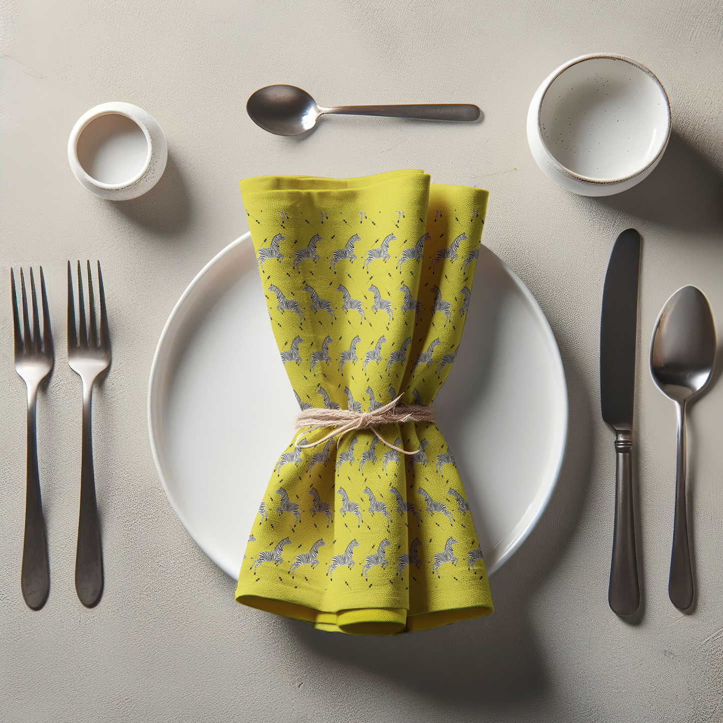 Leaping Zebras Napkin in Yellow