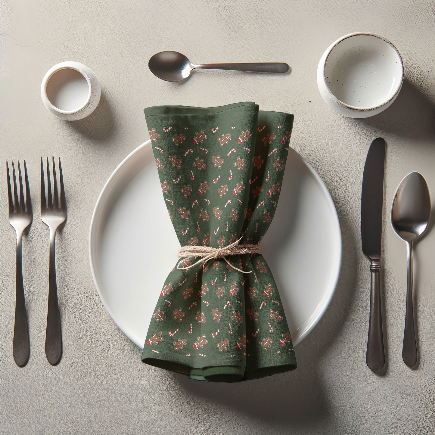 Gingerbread Dudes Napkin in Dark Green