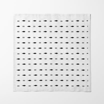 Fish and Waves Napkin in Black