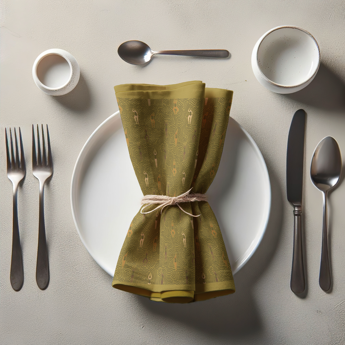 Swimmers in Summer in Gold Napkin in Organic Cotton Voile
