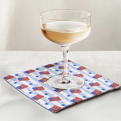 Red White Blue Cocktail Napkin in Organic Cotton Voile