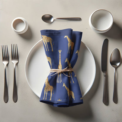Napkin - Giraffes in rich blue