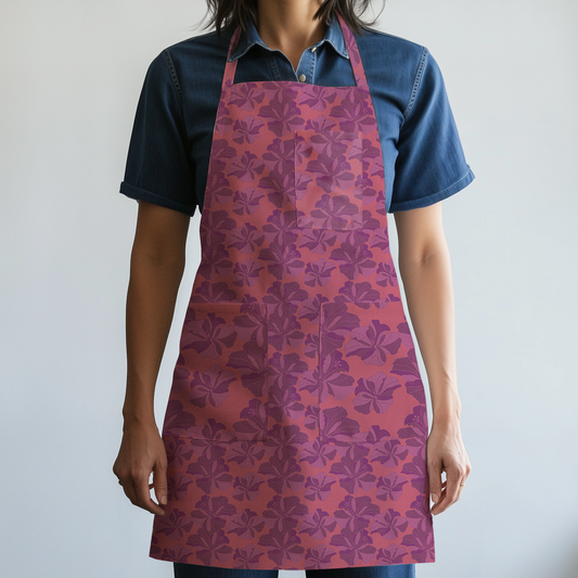 Tropical Cayena Full Chef Apron in Coral & Purple