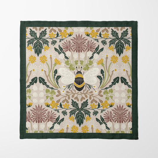 Bee Damask Earth Napkin in Lightweight Linen