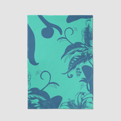 Tropical Paissage Tea Towel in Acqua