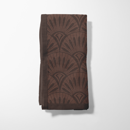 Brown Art Deco Napkin in Organic Cotton Voile