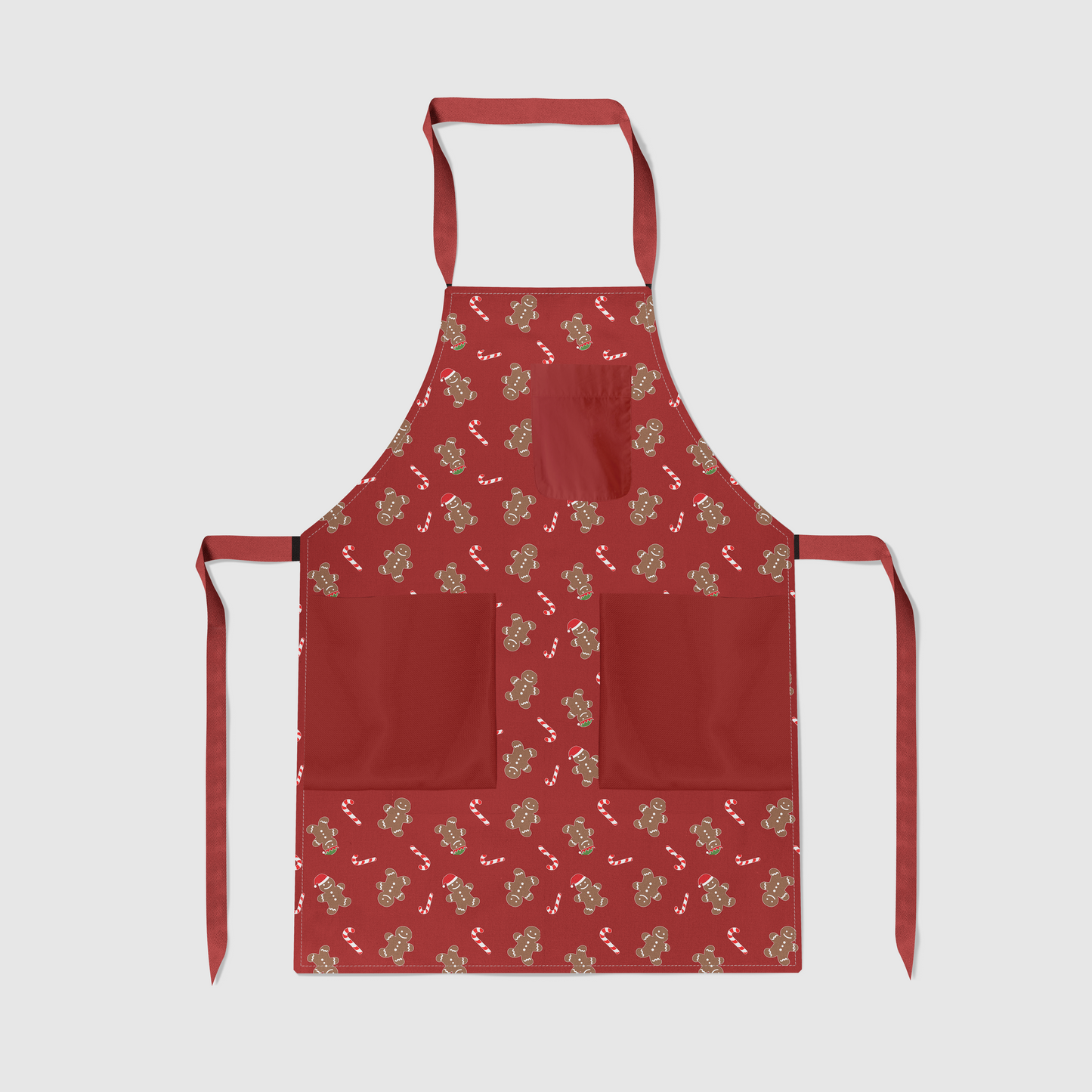 Gingerbread Dudes Full Chef Apron in Dark Red