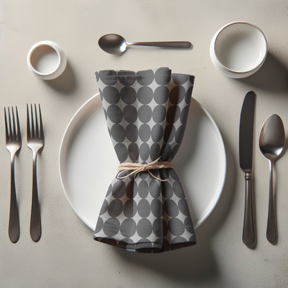 Spots and Dots Napkin - Monochrome in Lightweight Linen