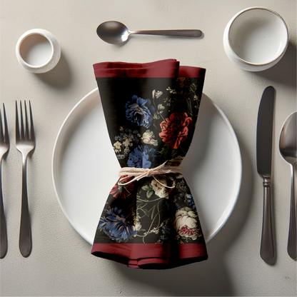 Baroque Blooms Napkin in Dark Canvas