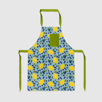 Spring Lemons Full Chef Apron in Aqua