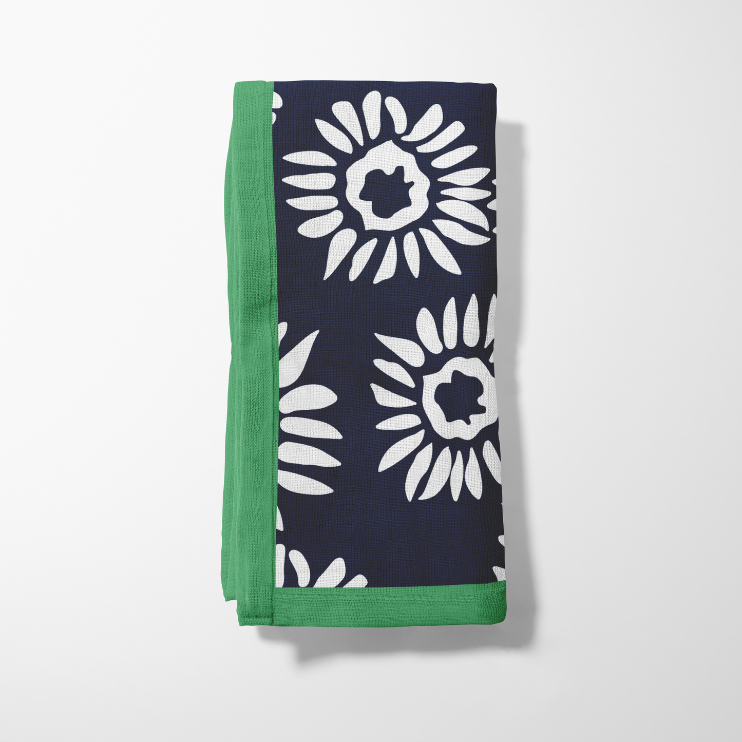 Navy Daisies Napkin in Organic Cotton Voile