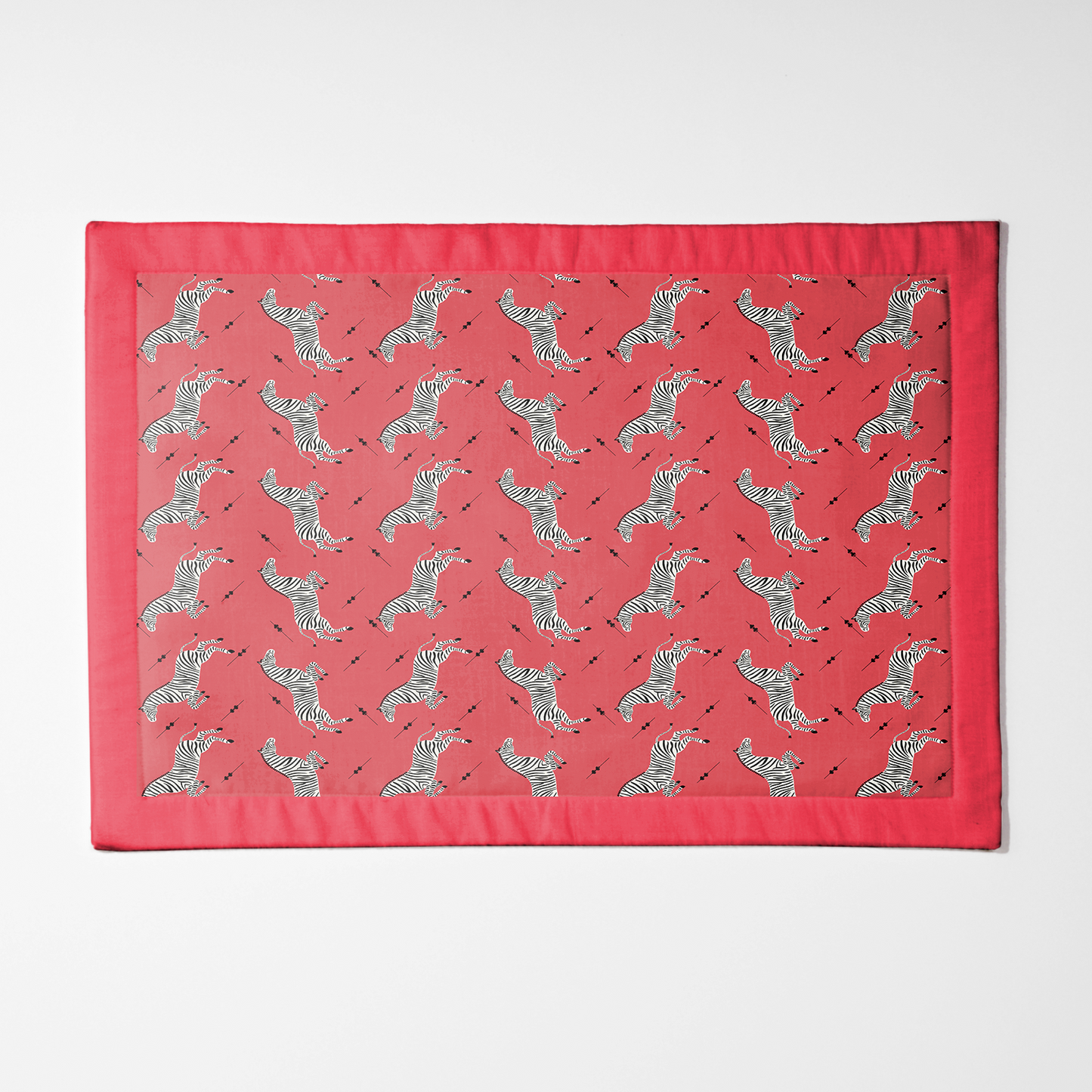 Leaping Zebras in Poppy Placemat in Mid Cotton Twill