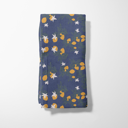 Lemon Flower Napkin in Blue