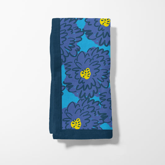 Flower Power - Modern Graphic Floral in Deep Blue and Turquoise