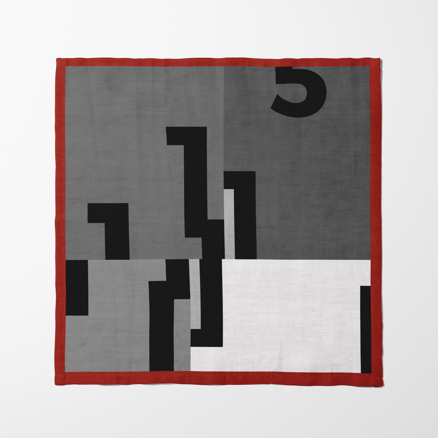 Red Geometric in Linen