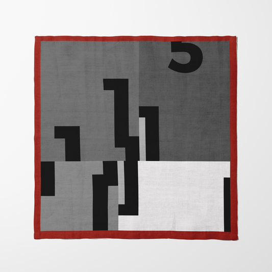 Red Geometric in Linen