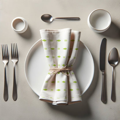 Fish and Waves Napkin in Green