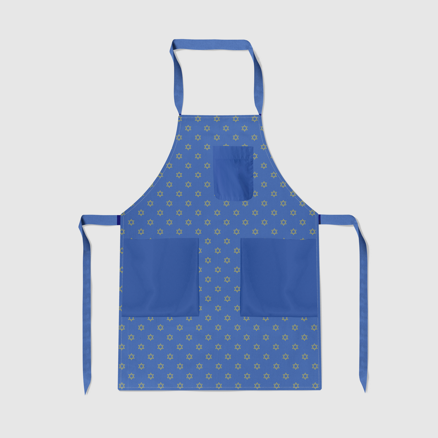 Star of David Full Chef Apron in Blue in Dark Blue and Yellow