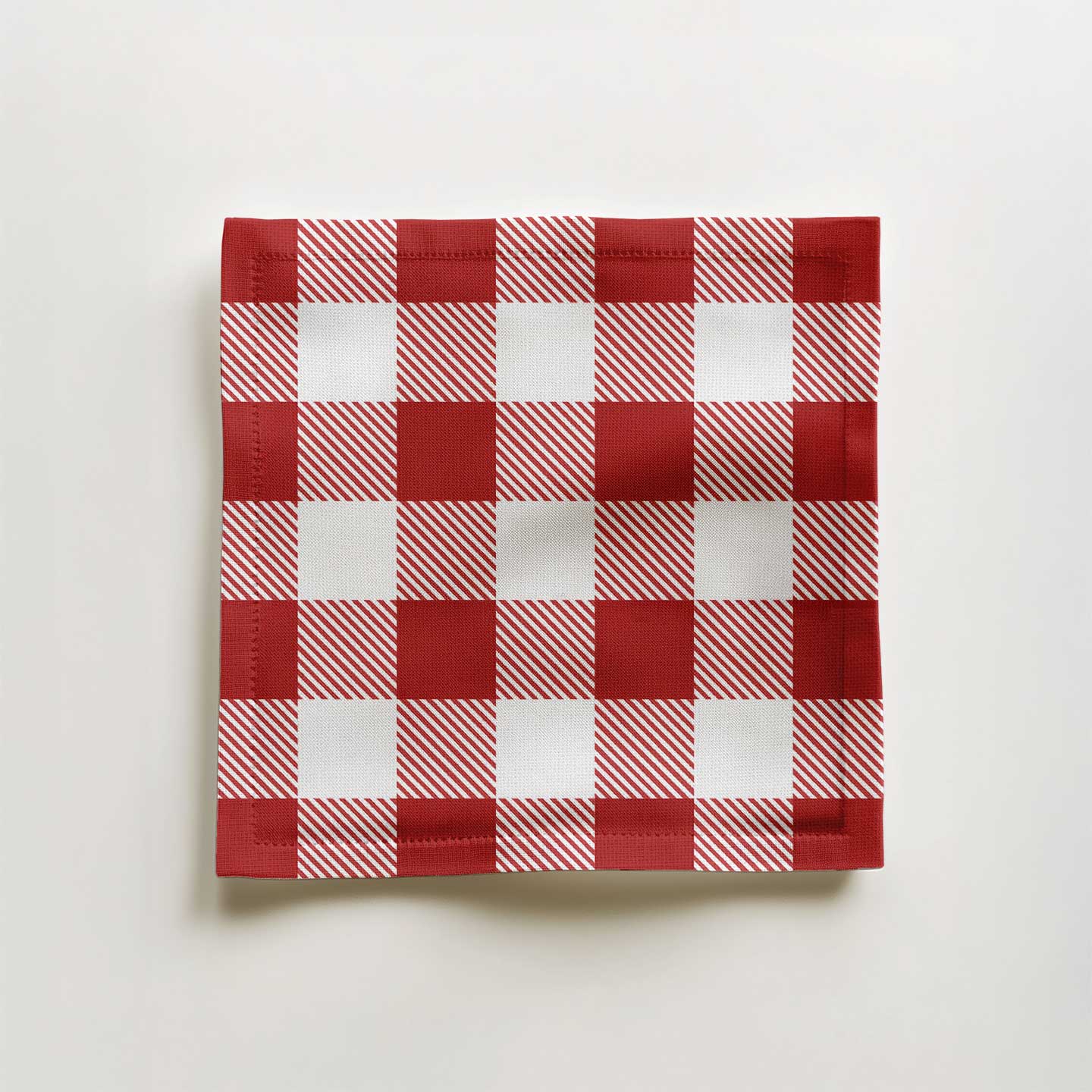 Red Gingham Cocktail Napkin in Lightweight Linen