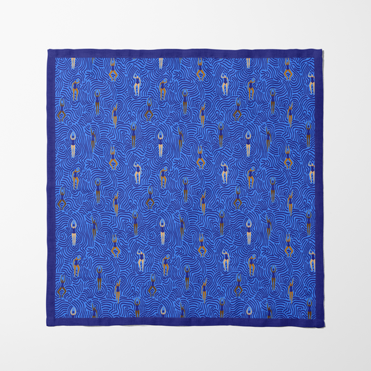 Swimmers in Summer in Blue Napkin in Lightweight Linen