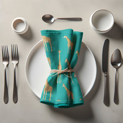 Napkin - Giraffes in teal