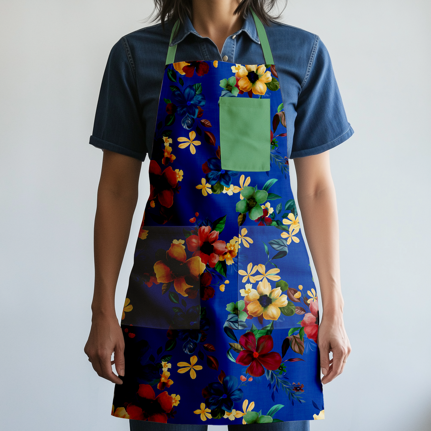 Martiniques Marigold Full Chef Apron in Blue