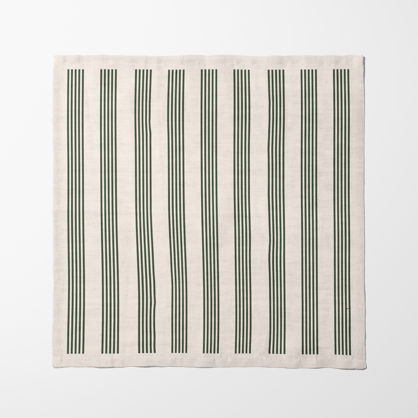 Retro Stripe Napkin - Ivory with Green in Organic Cotton Voile