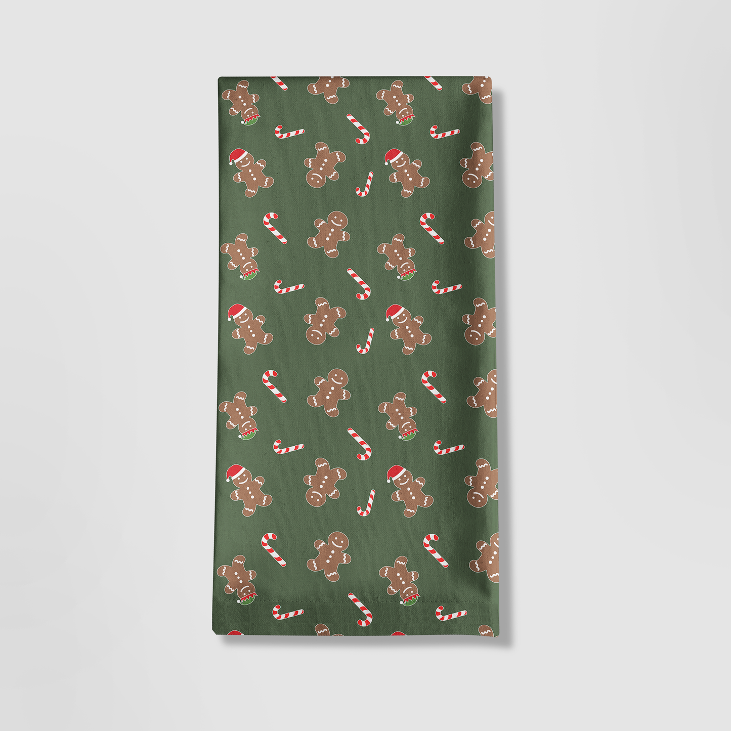 Gingerbread Dudes Tea Towel in Dark Green