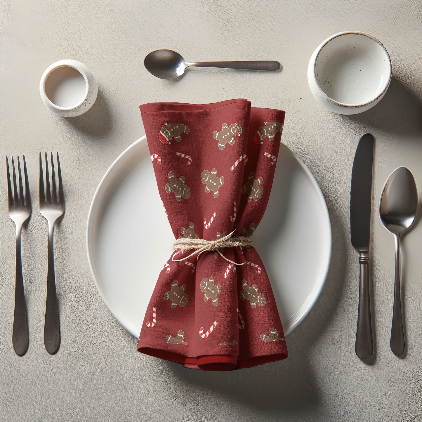 Gingerbread Dudes Napkin in Dark Red