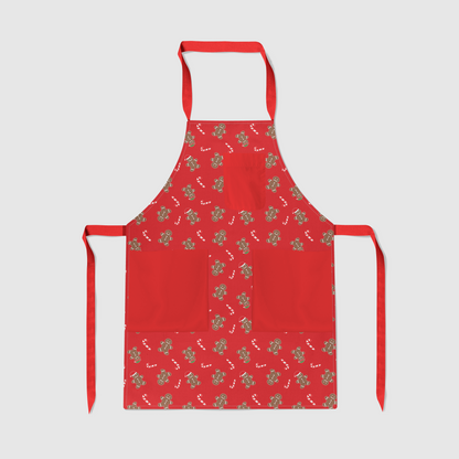 Gingerbread Dudes Full Chef Apron in Red