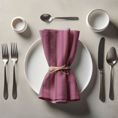 Tropical Stripes Napkin in Pink in Organic Cotton Voile