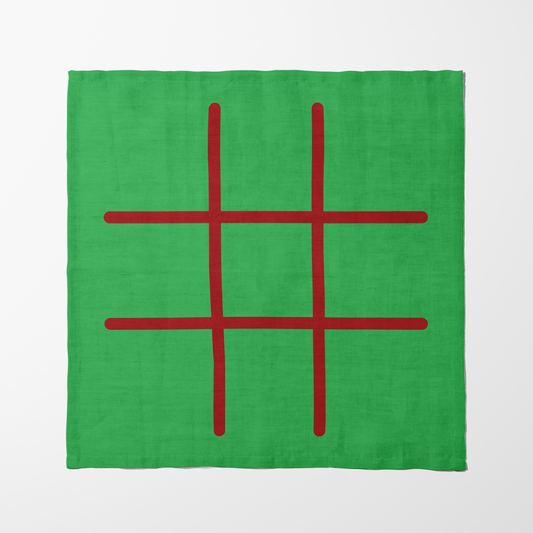 Tic Tac Toe Napkin in Green - Organic Cotton Voile