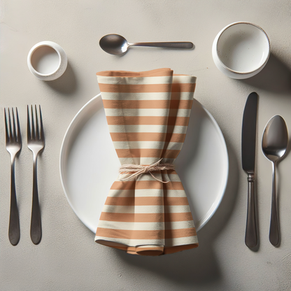 ONE Medium Stripes Napkin - Burnt Butter in Organic Cotton Voile