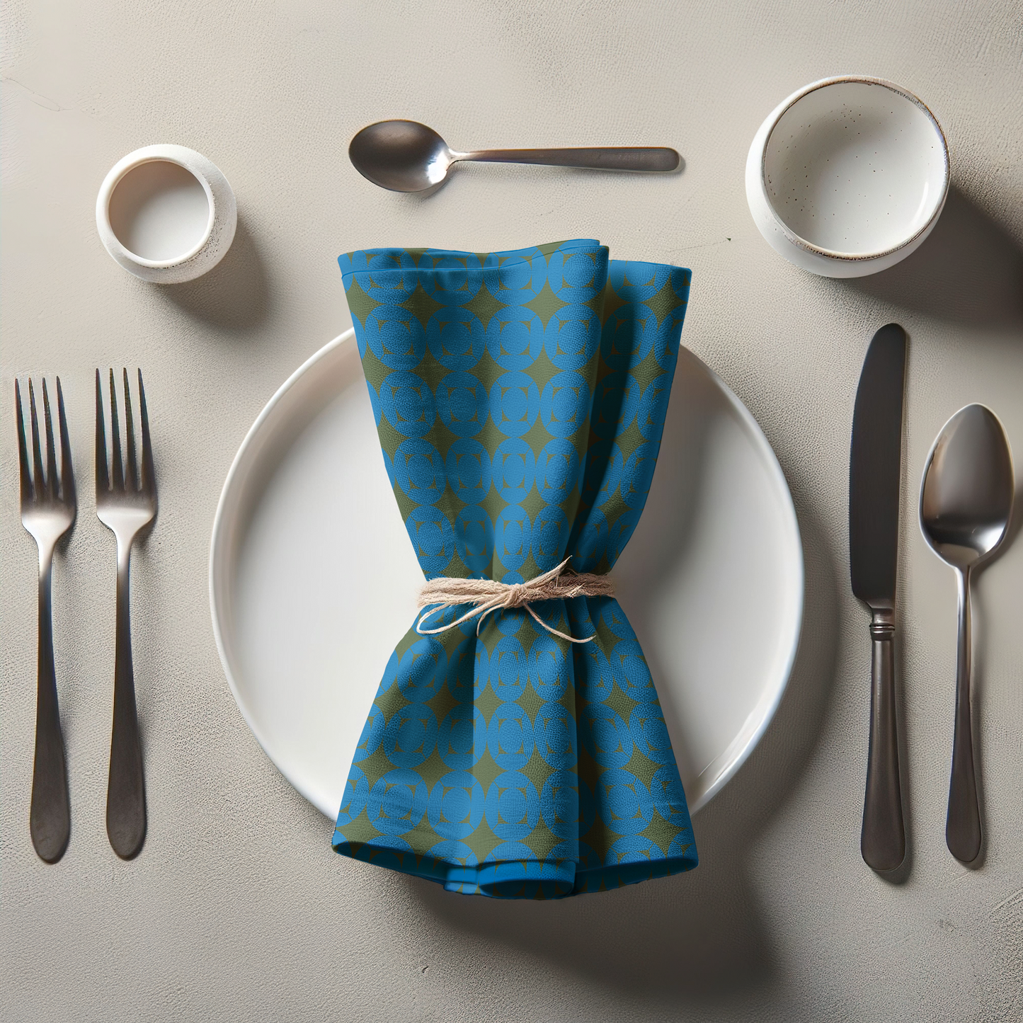 Picnic in the woods Napkin - Blue Green in Lightweight Linen