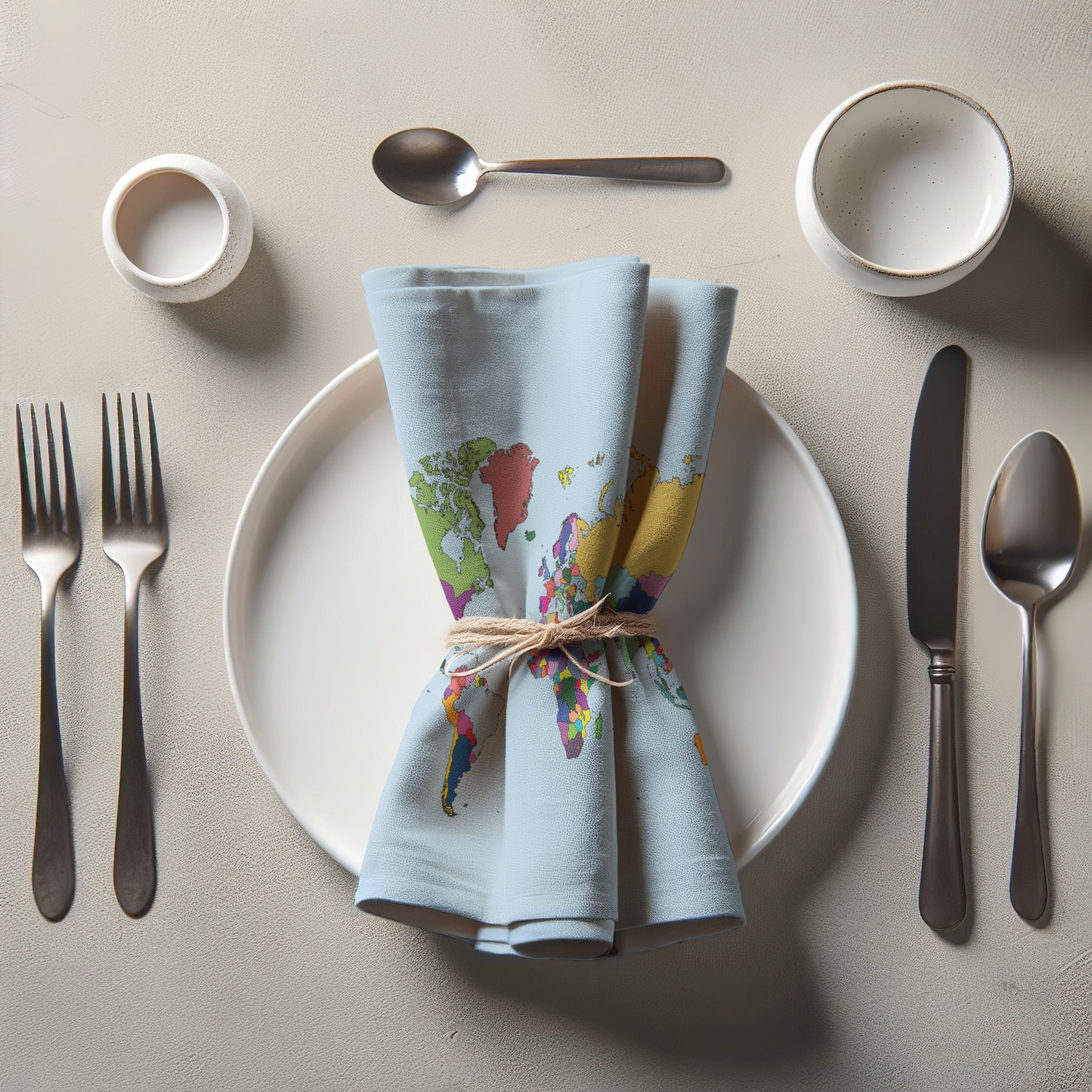 Map Napkin - Organic Cotton Voile