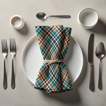 Kaleidoscope Plaid Napkin in Organic Cotton Voile