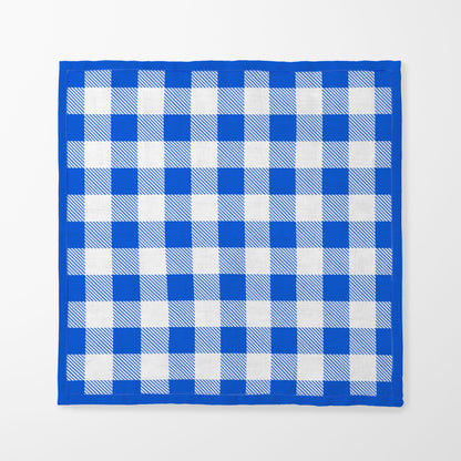 Blue Gingham Napkin in Lightweight Linen