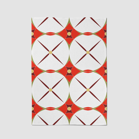 Holiday Abstract Tea Towel in Red