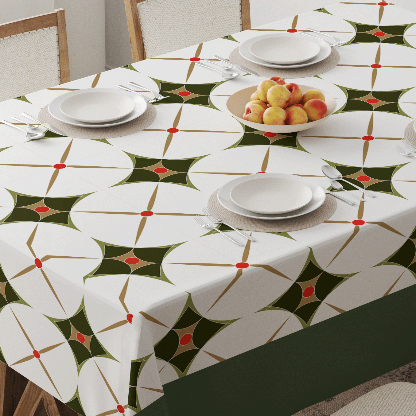 Holiday Abstract Tablecloth in Green