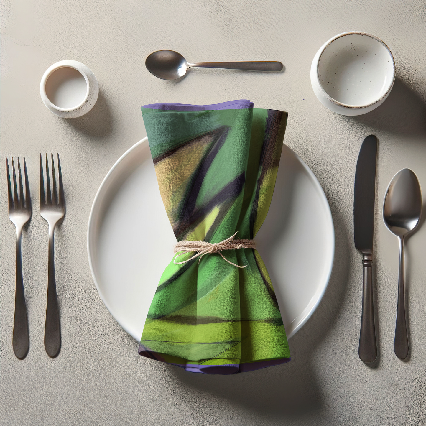 Sketch Napkin with Yellow in Lightweight Linen