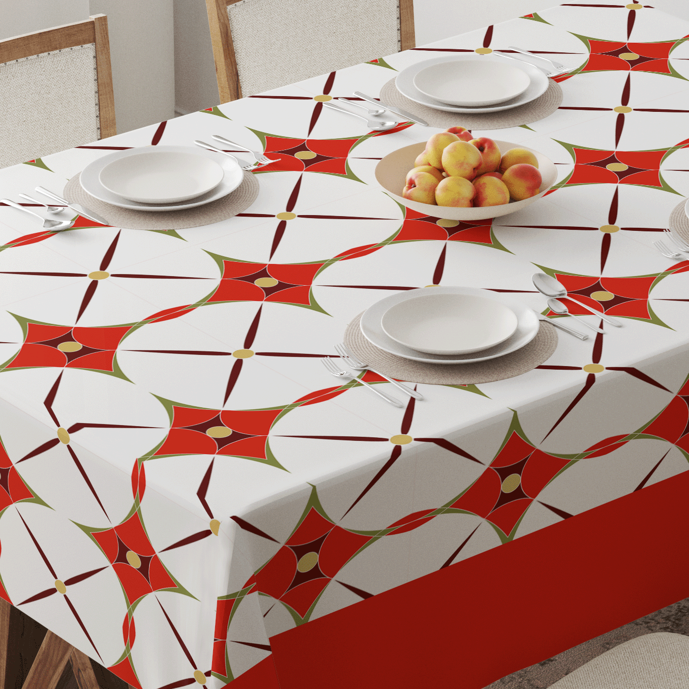 Holiday Abstract Tablecloth in Red