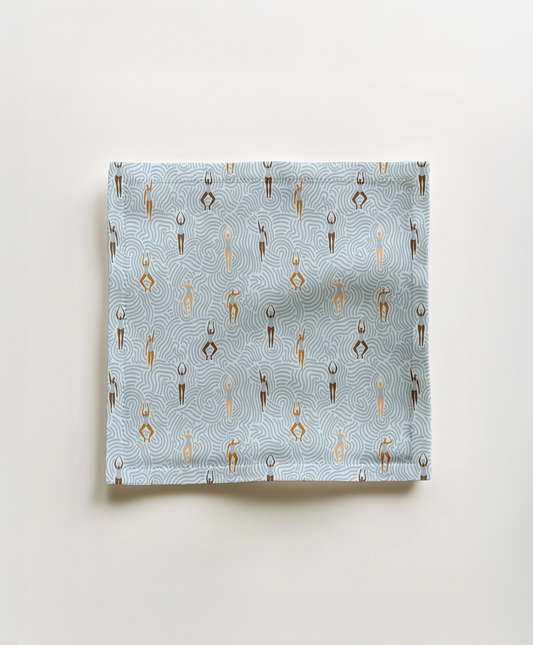 Swimmers in Summer in Ice Cocktail Napkin in Lightweight Linen