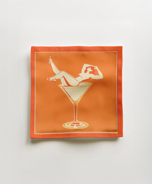Cheers Darling Cocktail Napkin in Spritz - Lightweight Linen