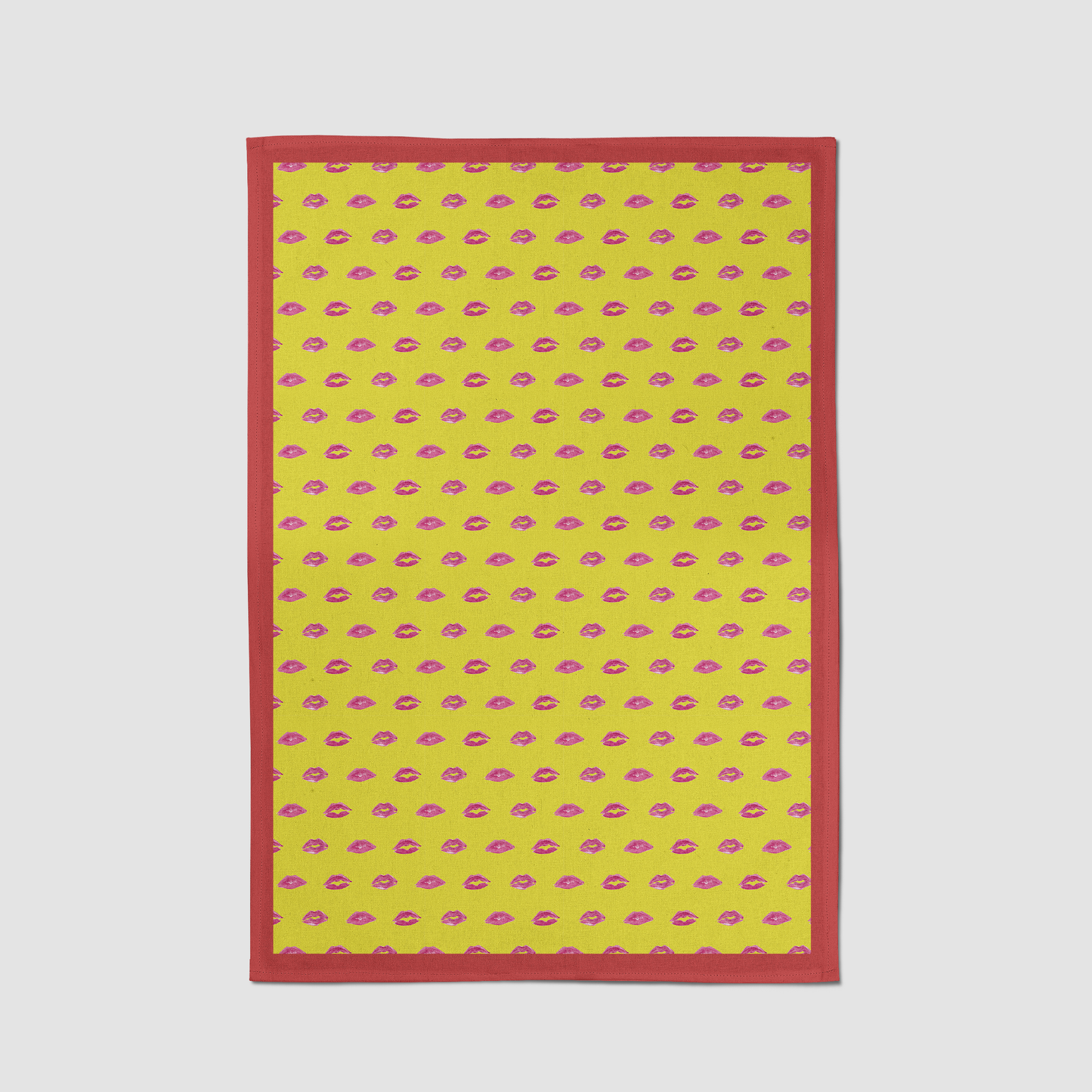 Laughter Yellow Smooch with Zebra Red Tea Towel