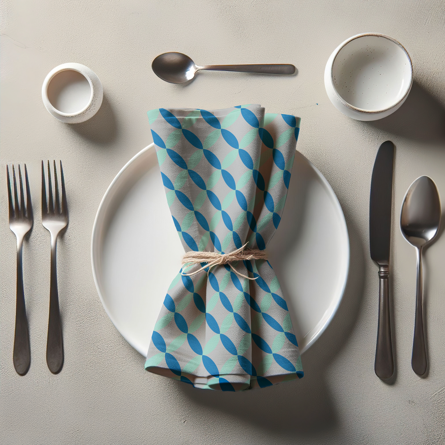 Intertwine Napkin - Aqua in Organic Cotton Voile