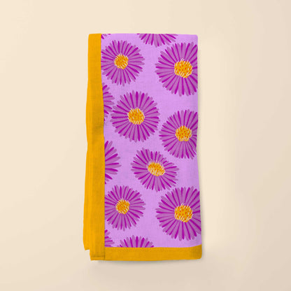 Purple Paper Daisy Napkin in Organic Cotton Voile